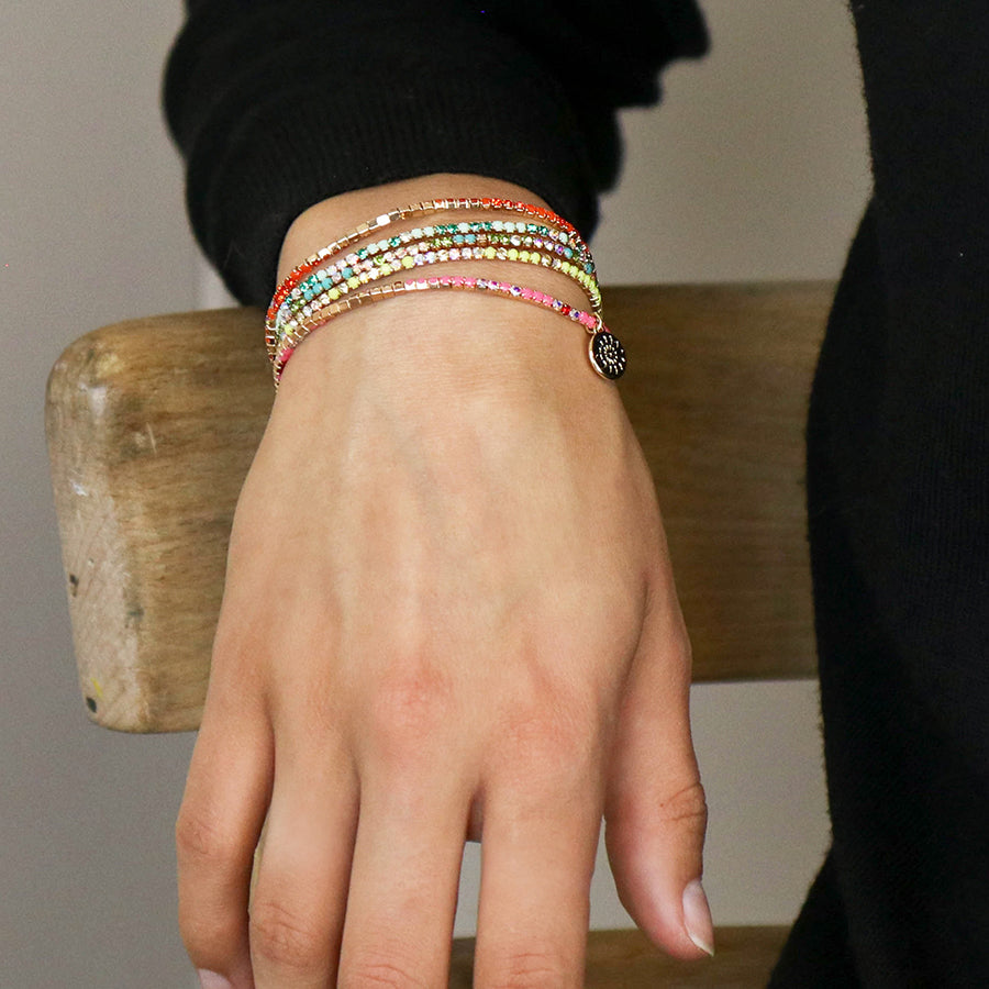 4244 - Colourful Crystal Mix Bracelet Stack