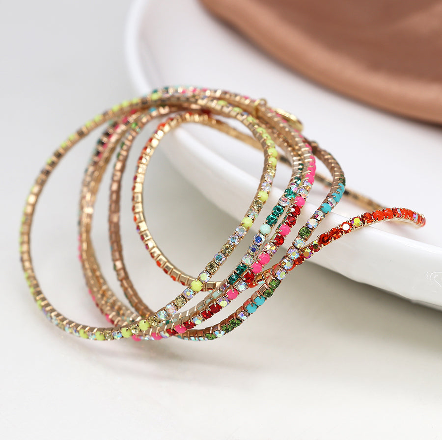 4244 - Colourful Crystal Mix Bracelet Stack