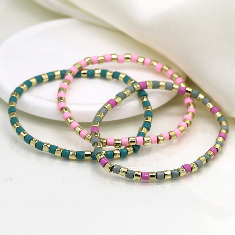 Golden, Pink & Blue Mix Bracelets