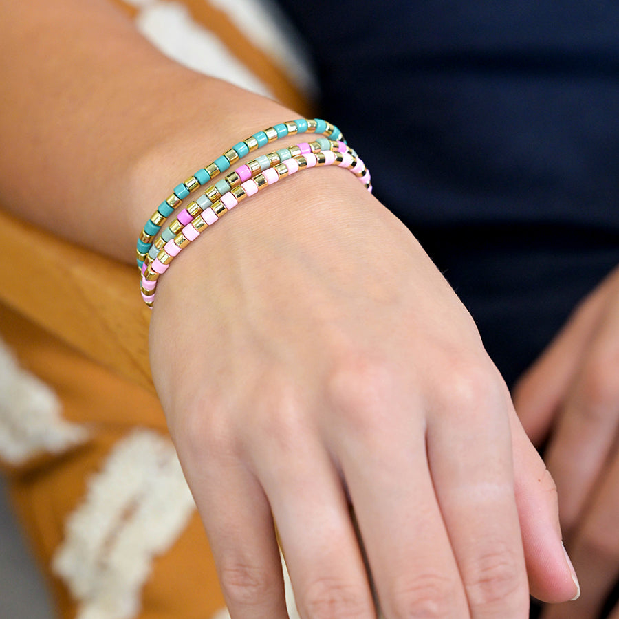 Golden, Pink & Blue Mix Bracelets