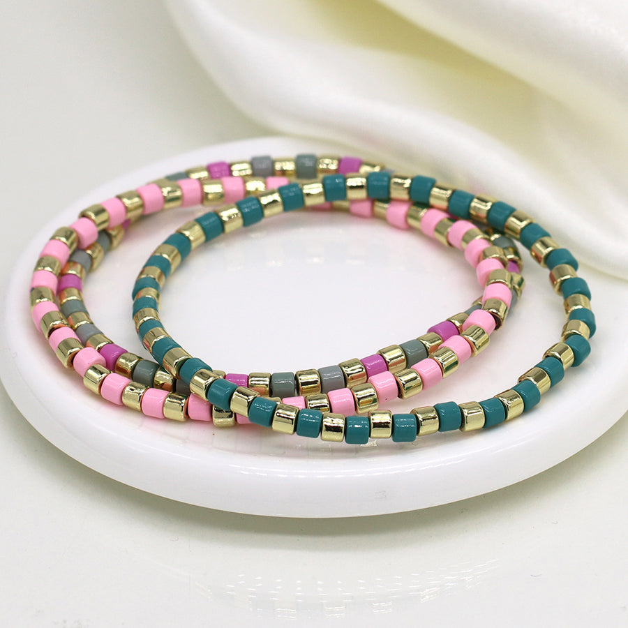 Golden, Pink & Blue Mix Bracelets