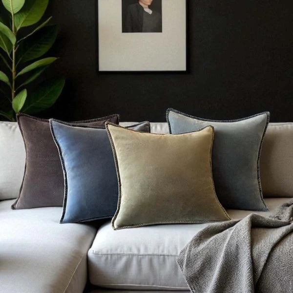 Denim Blue, Stonewashed Velvet Cushion