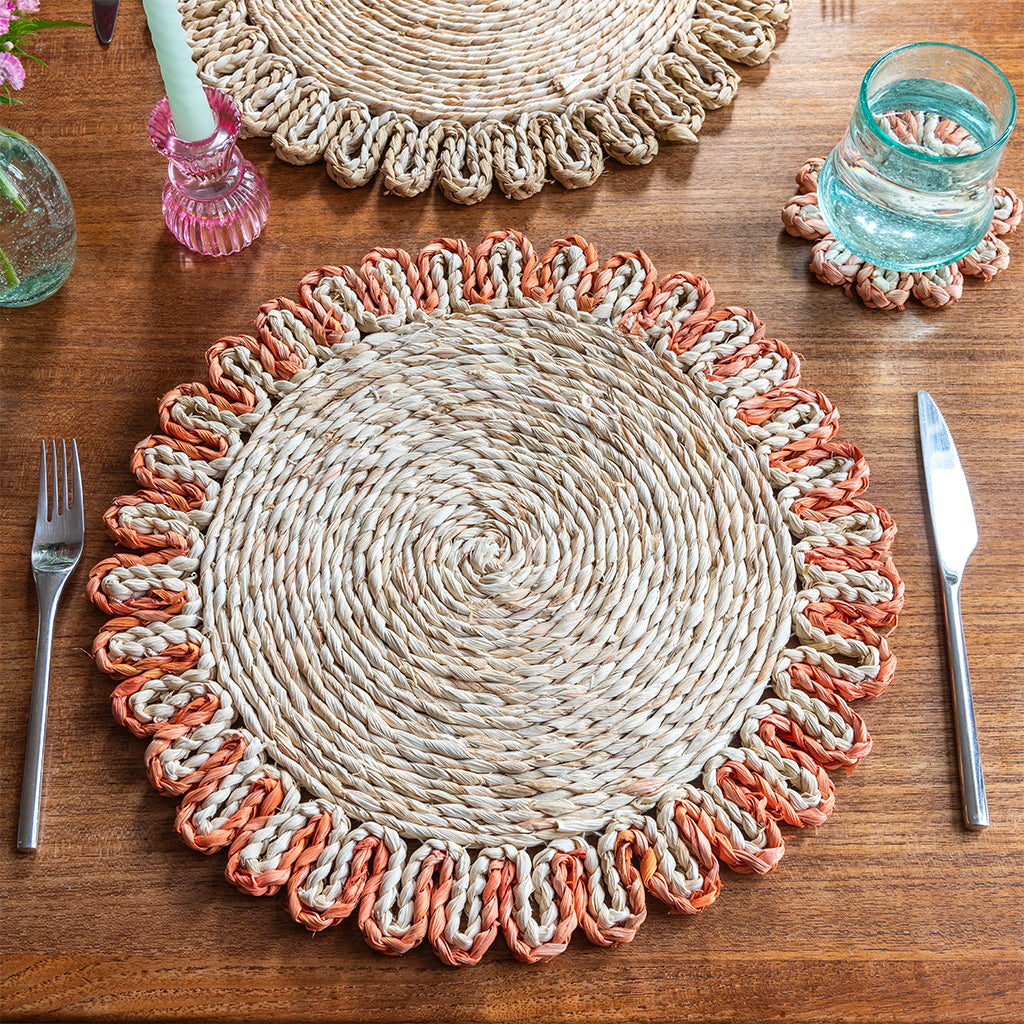 Corn Husk Placemat - Coral