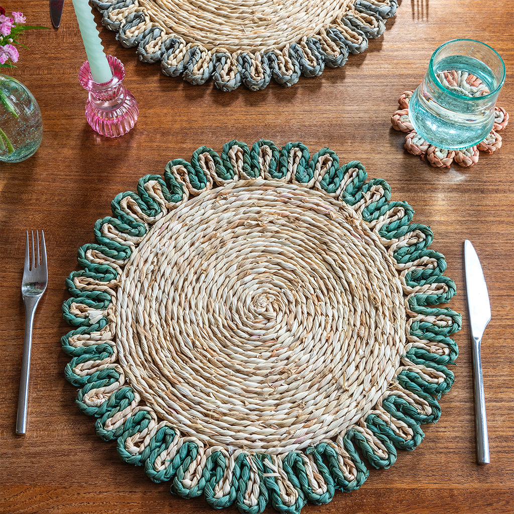 Corn Husk Placemat - Blue Green
