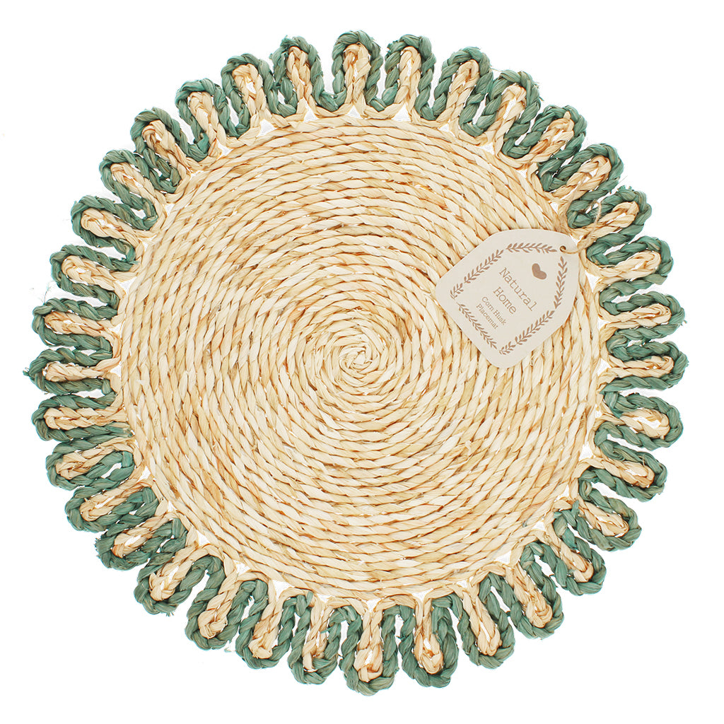 Corn Husk Placemat - Blue Green