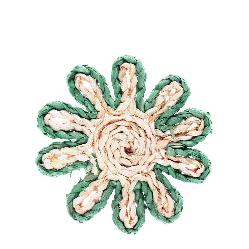 Corn Husk Coaster x4 - Blue