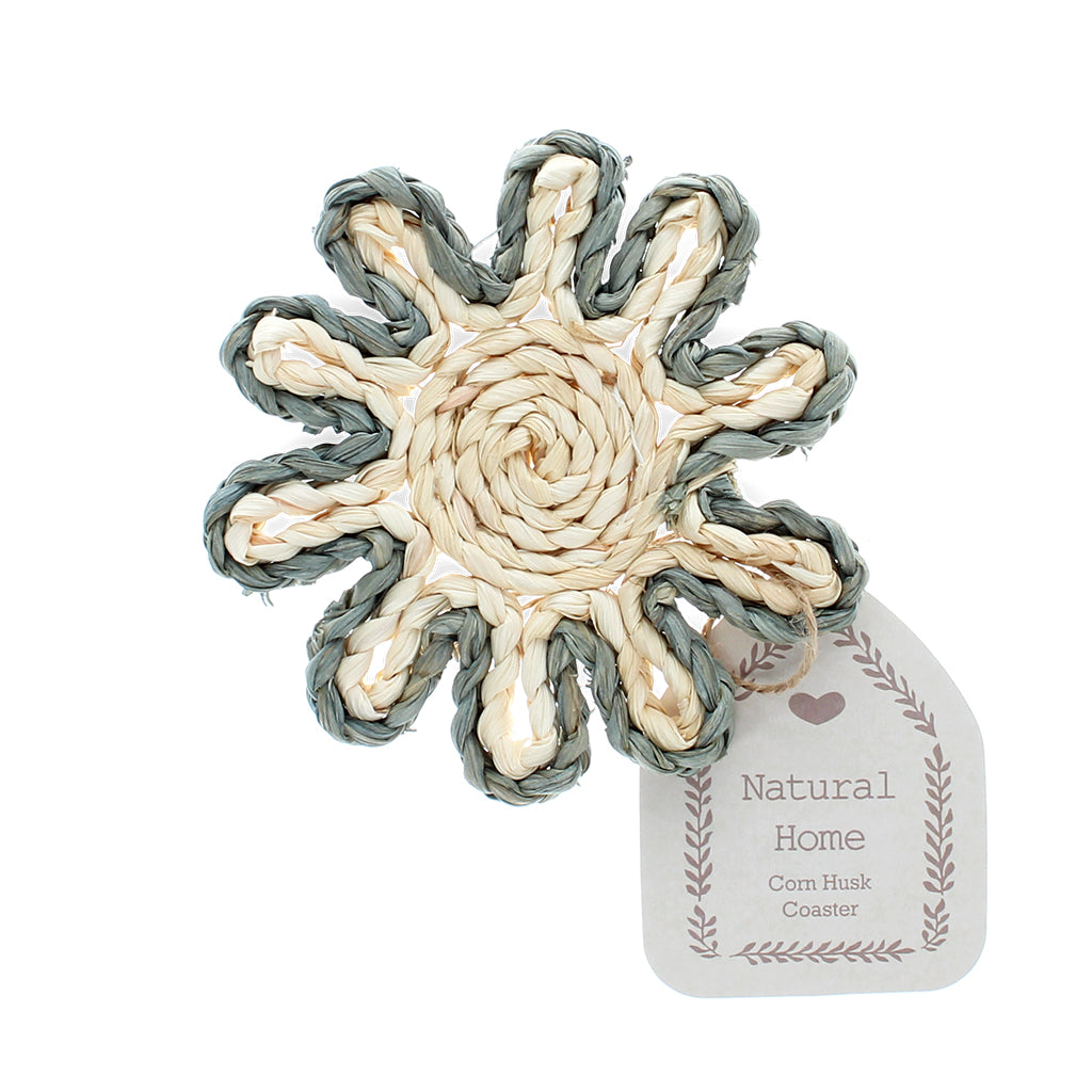 Corn Husk Coaster x4 - Grey