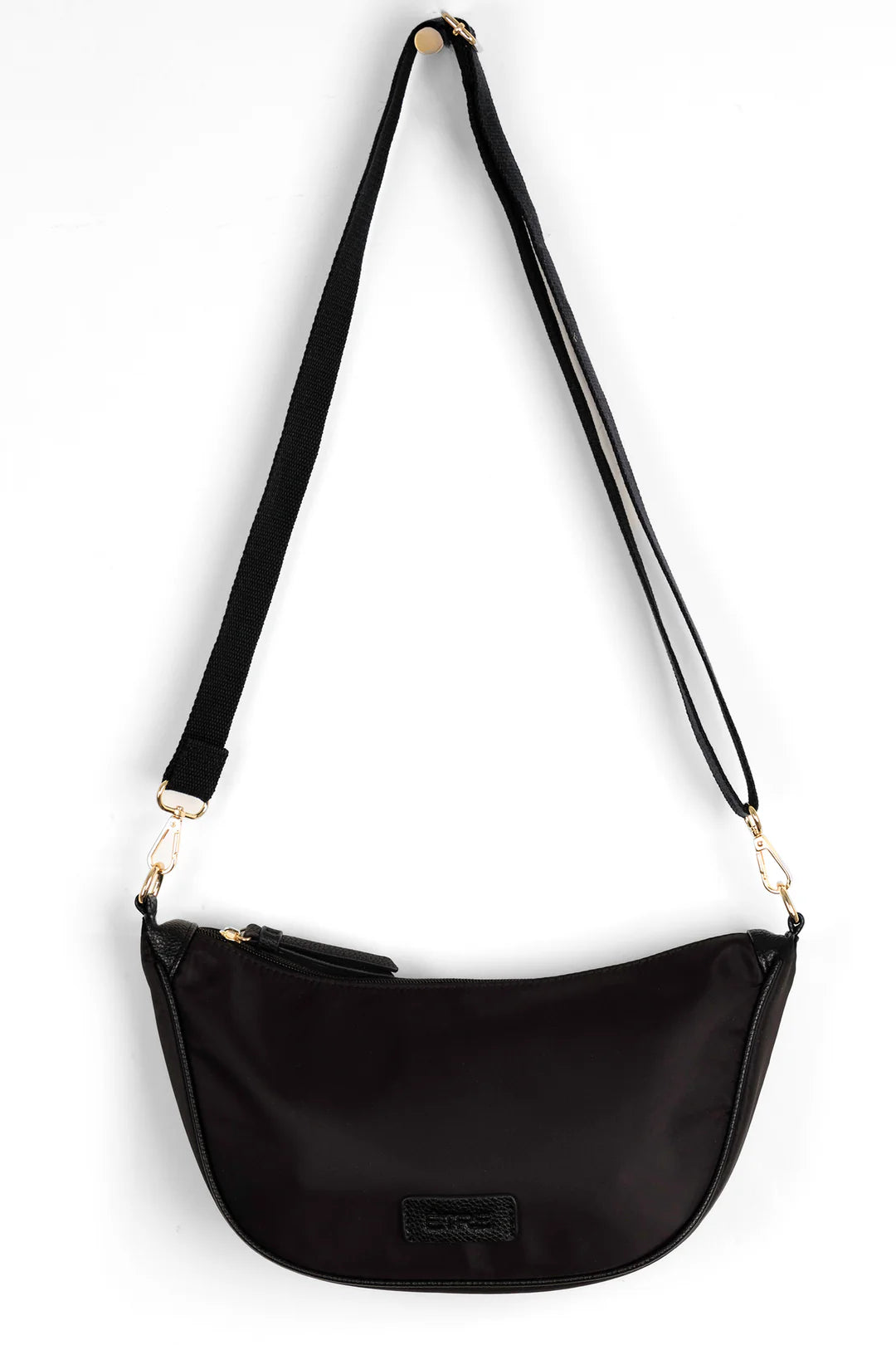 Quinn Half Moon Crossbody Bag - Black Nylon/PU