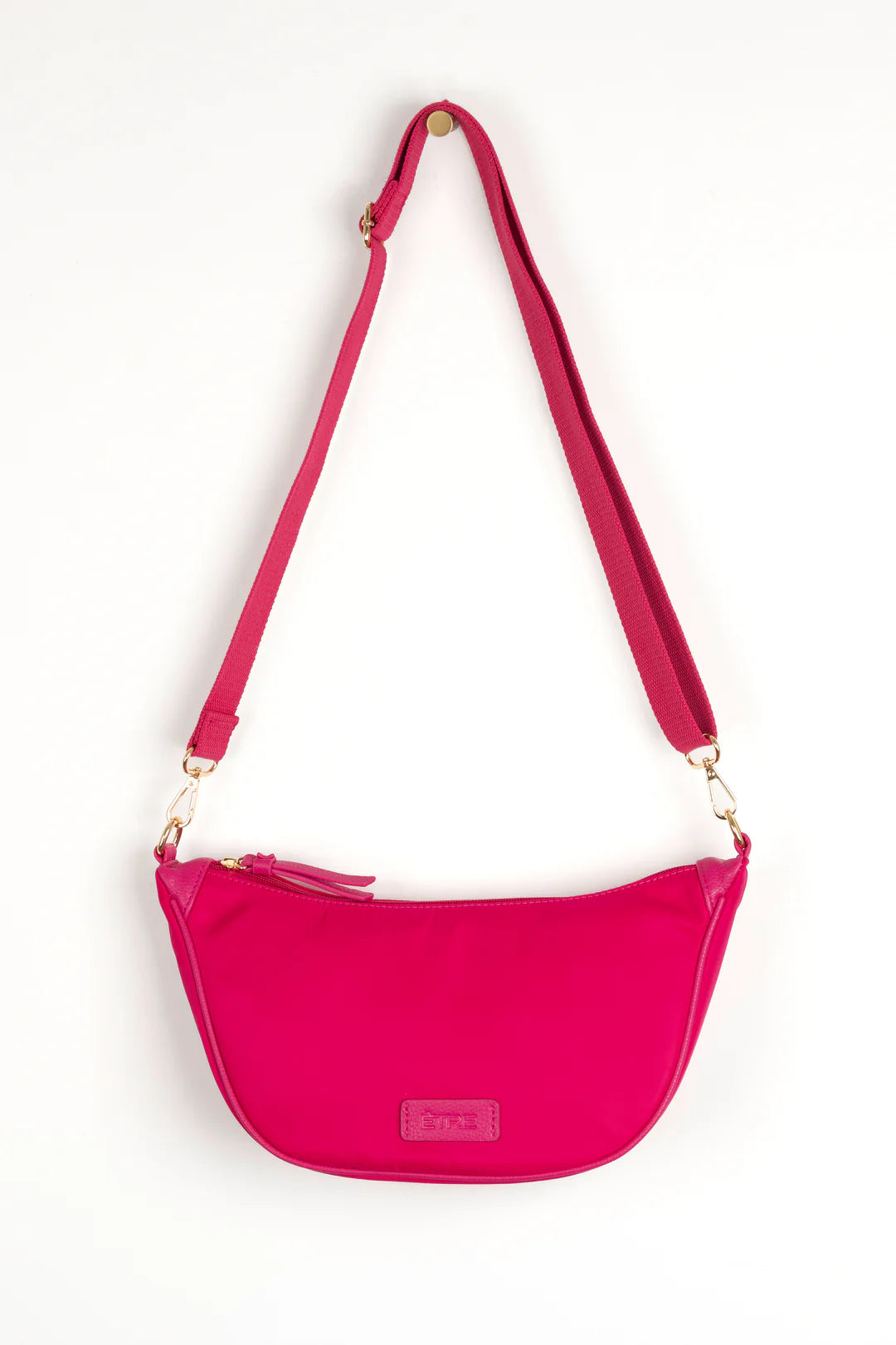 Quinn Half Moon Crossbody Bag - Pink Nylon/PU
