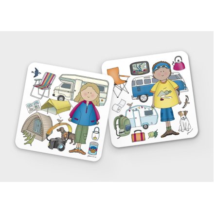 Happy Camper Couple Coaster