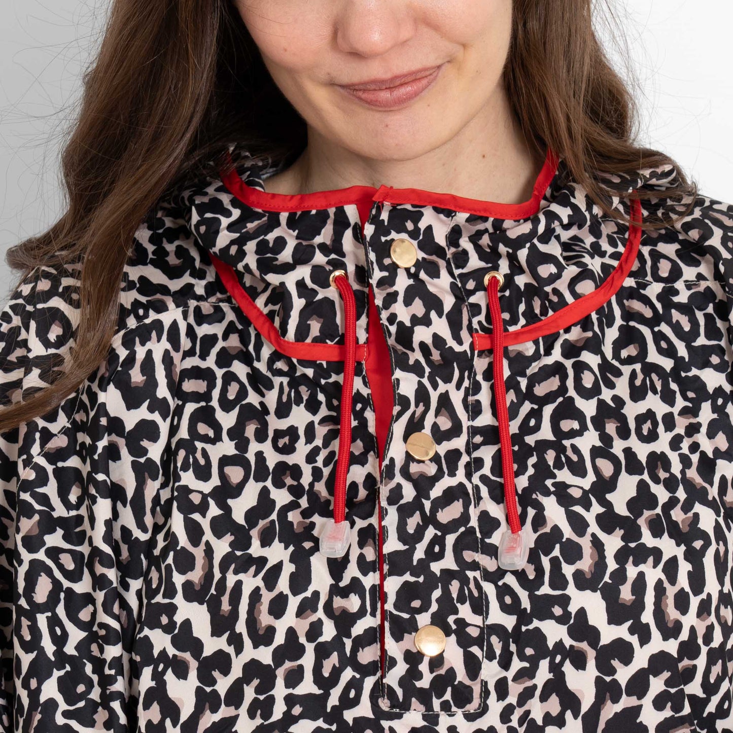 Aspen Rain Poncho - Cream/Red Leopard