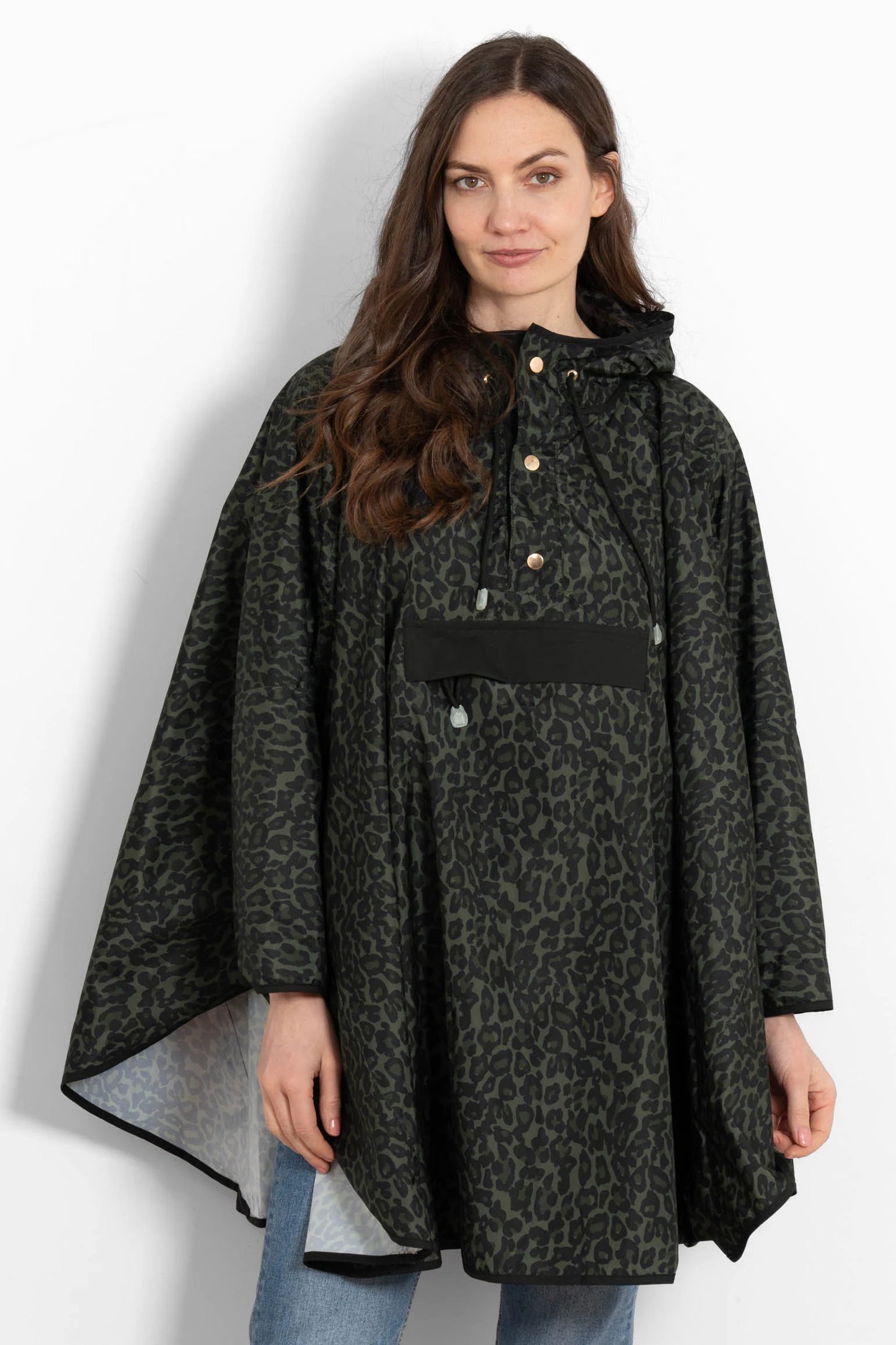 Aspen Rain Poncho - Khaki/Black Leopard