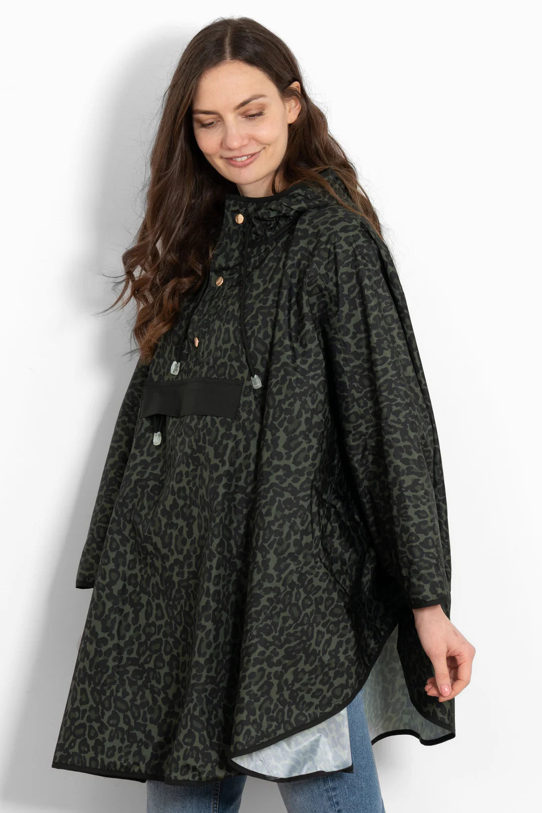 Aspen Rain Poncho - Khaki/Black Leopard