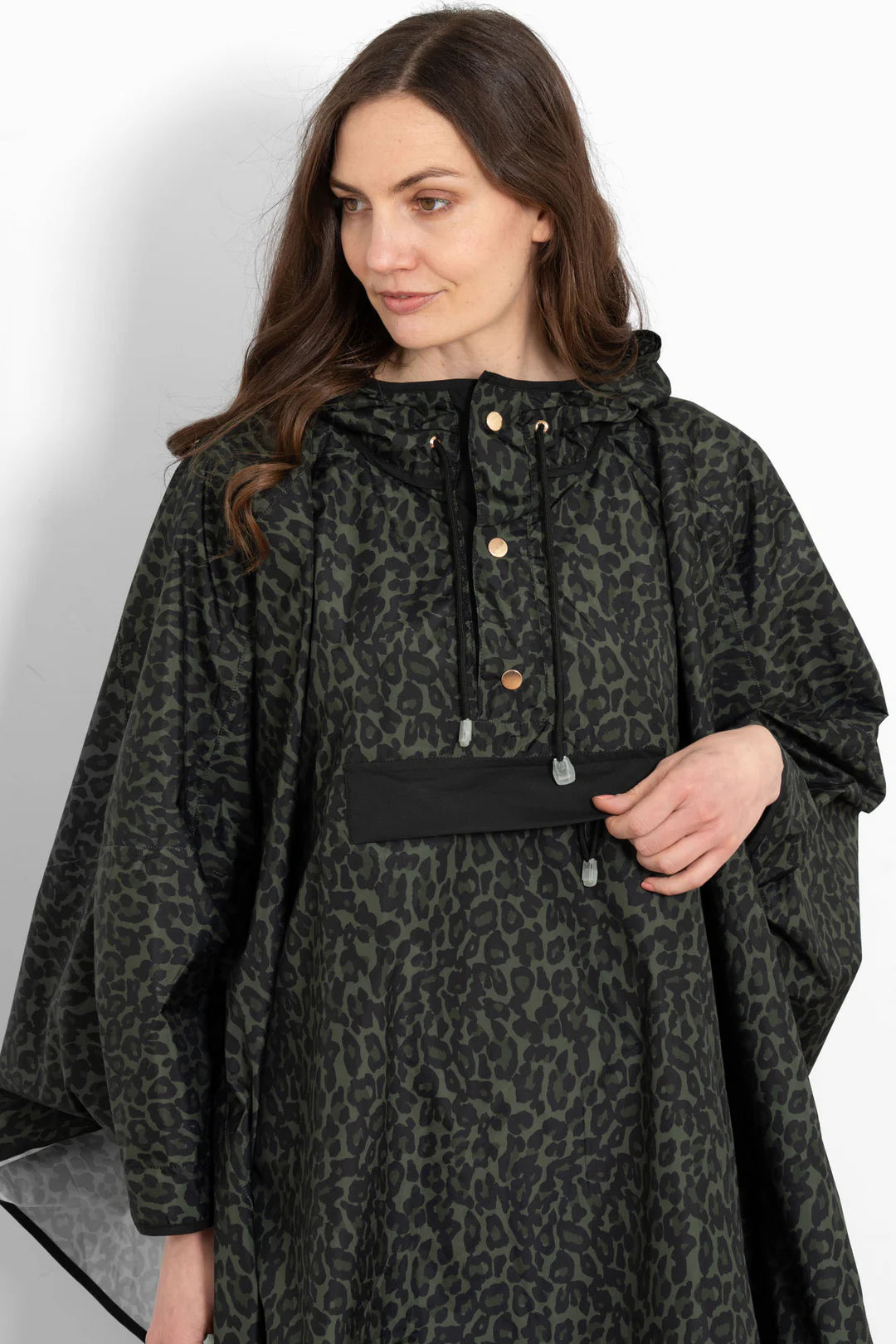 Aspen Rain Poncho - Khaki/Black Leopard