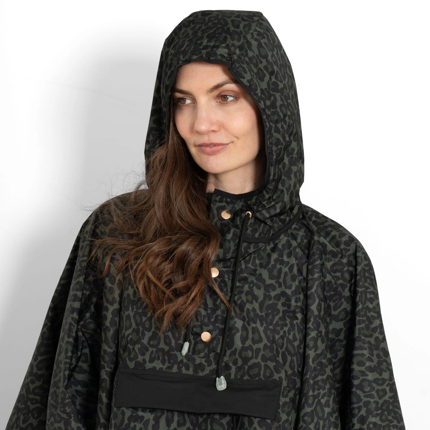 Aspen Rain Poncho - Khaki/Black Leopard