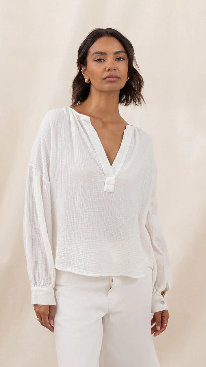 Peach Cotton Shirt - Off White