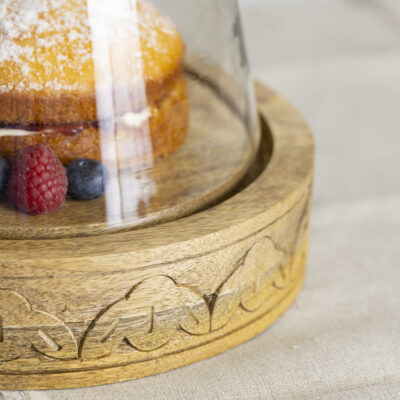 Stackable Glass Cloches with Wooden Base (set of 2)
