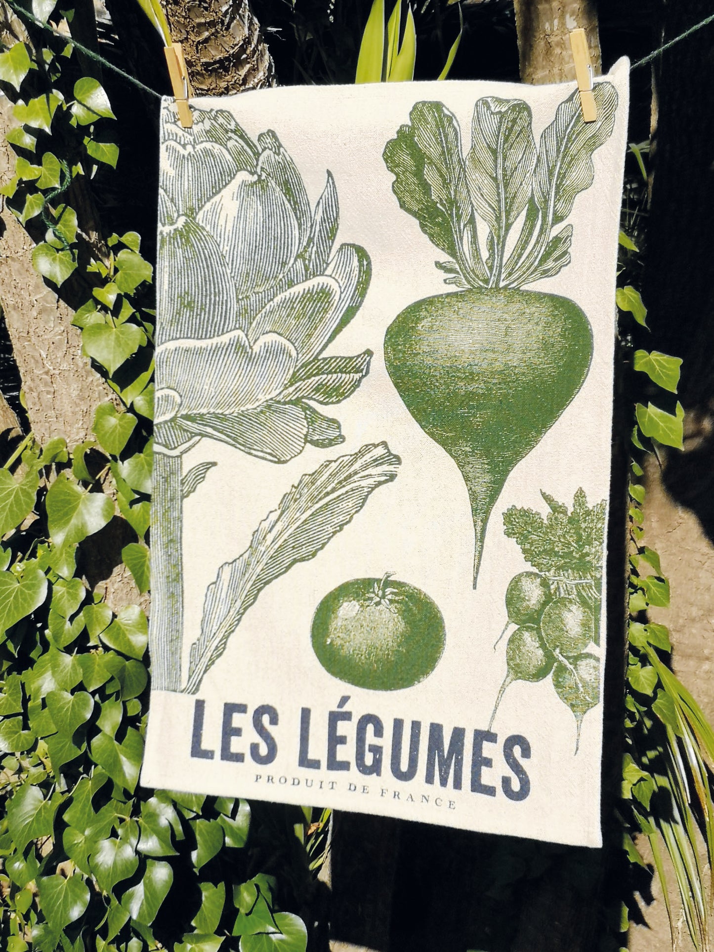 Vintage Linen Tea Towel - Les Legumes