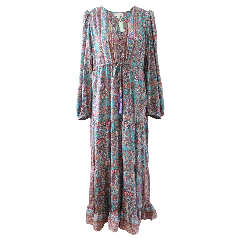 Demi - Pink, Blue, Mint & Gold Long-Sleeve Dress
