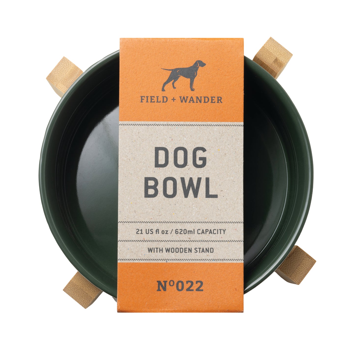 Dog Bowl with Wooden Stand - Bon Appetite - Green