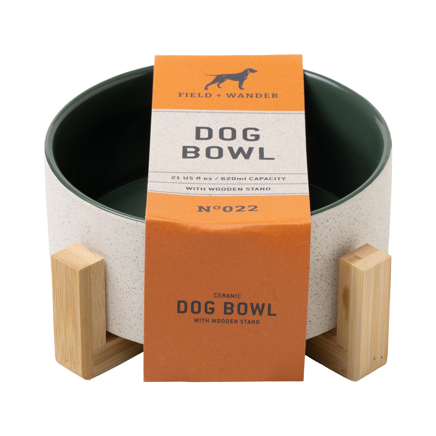 Dog Bowl with Wooden Stand - Bon Appetite - Green