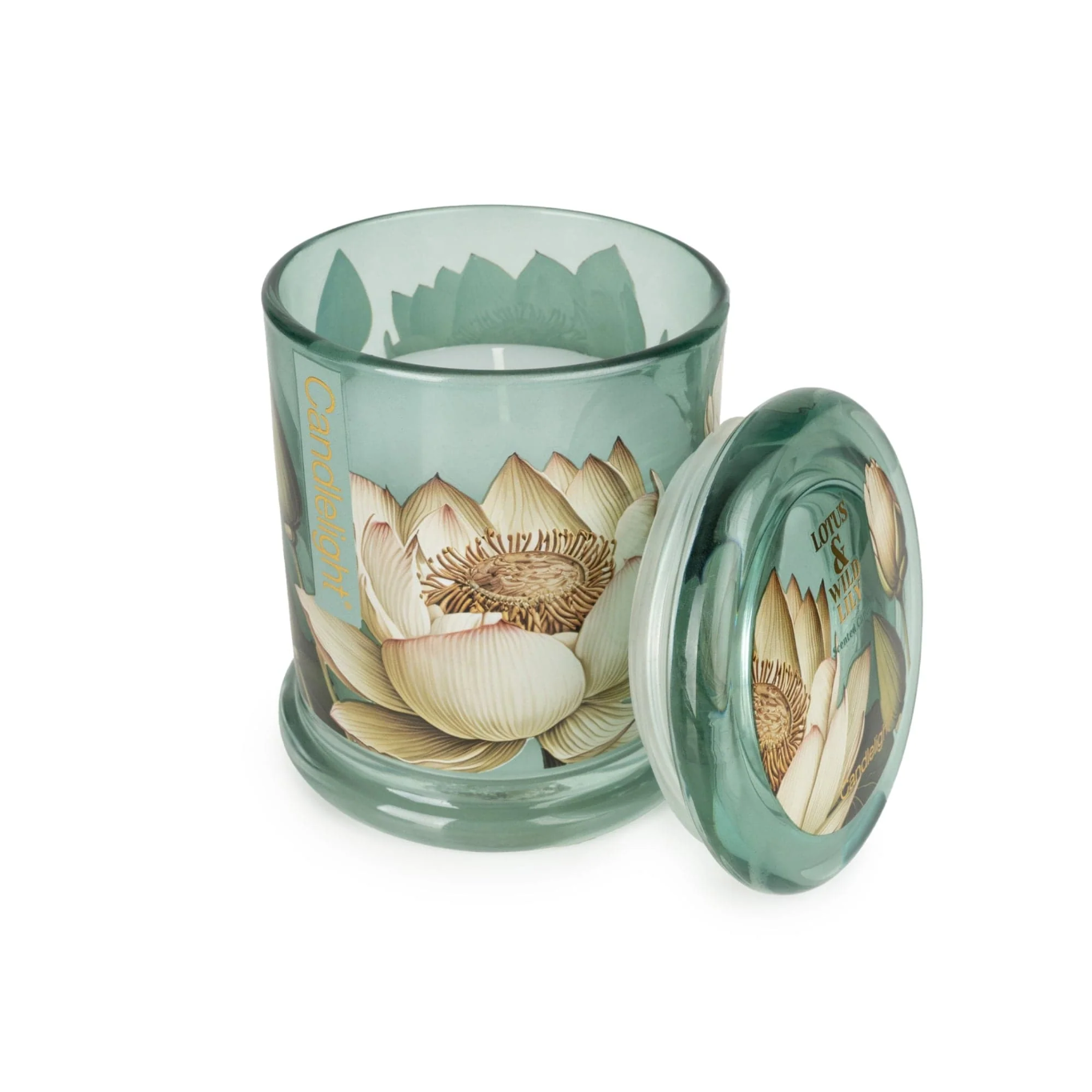 Large Glass Lidded Jar Candle - Lotus & Wild Lily