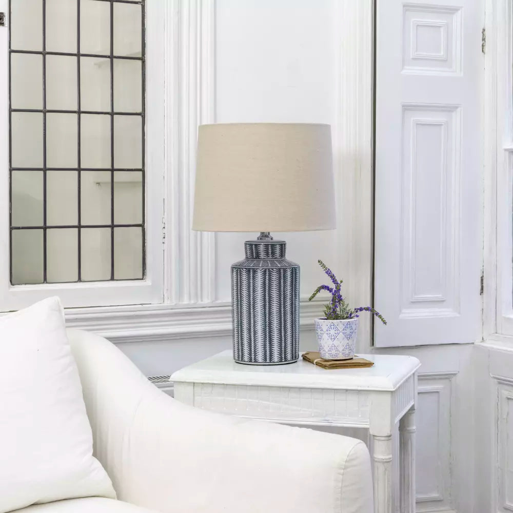 Serrator, Graphite Grey Lamp base with Taupe Shade
