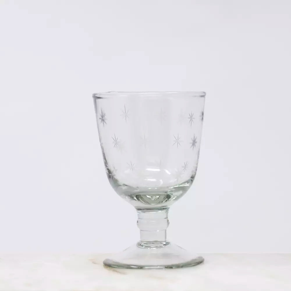 Wine Glass with Etched Stars