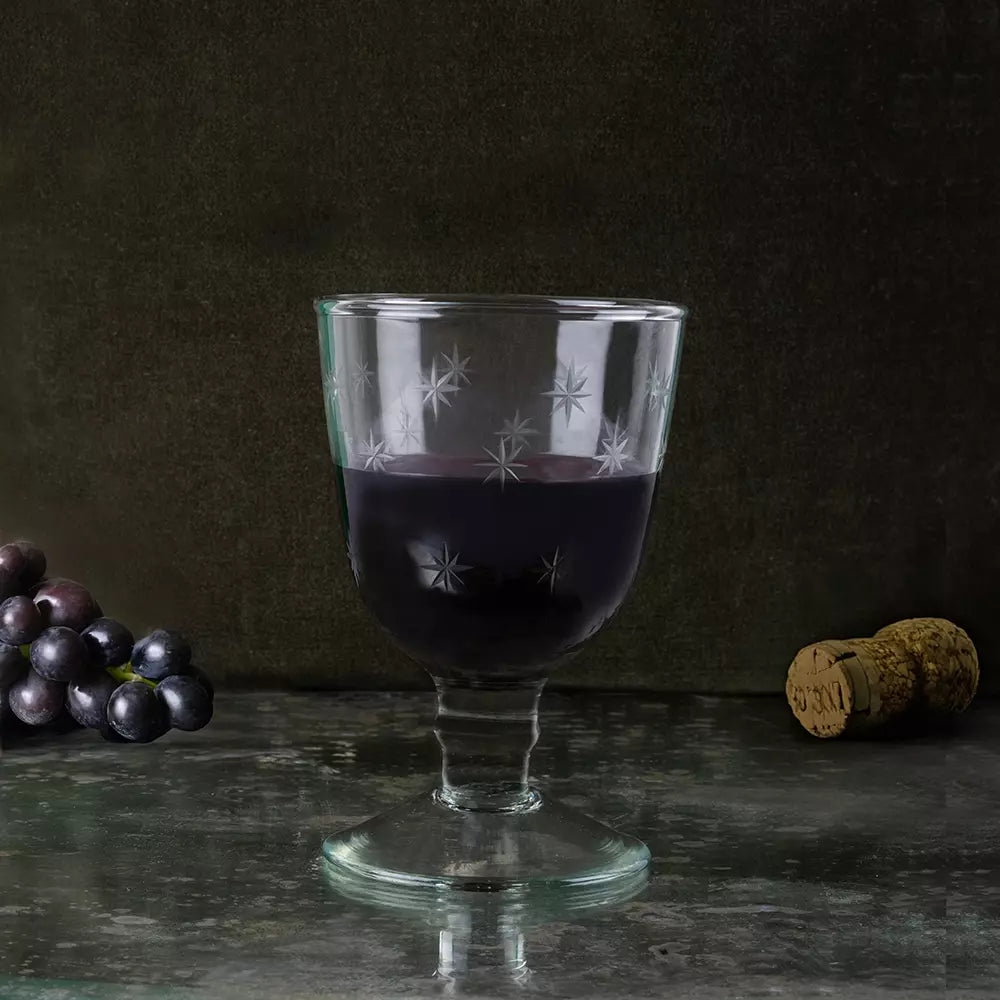 Wine Glass with Etched Stars