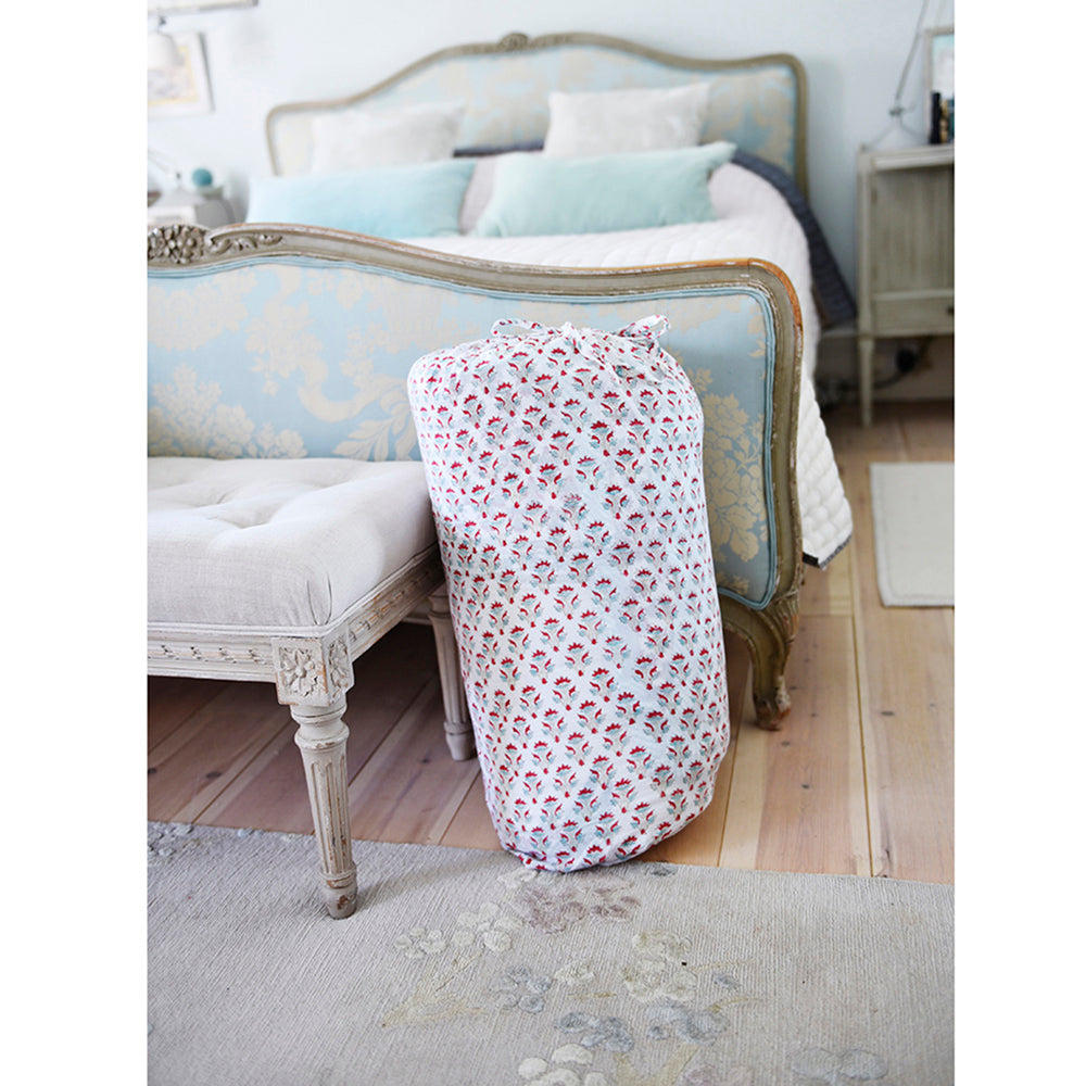 Cool Mint & Dark Pink Palm Block Print Quilt