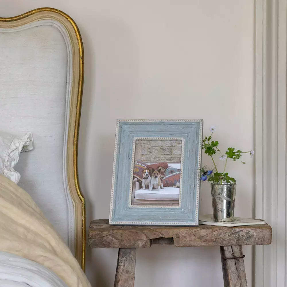 Wooden Beaded Photo Frame - Soft Grey - 7x5"