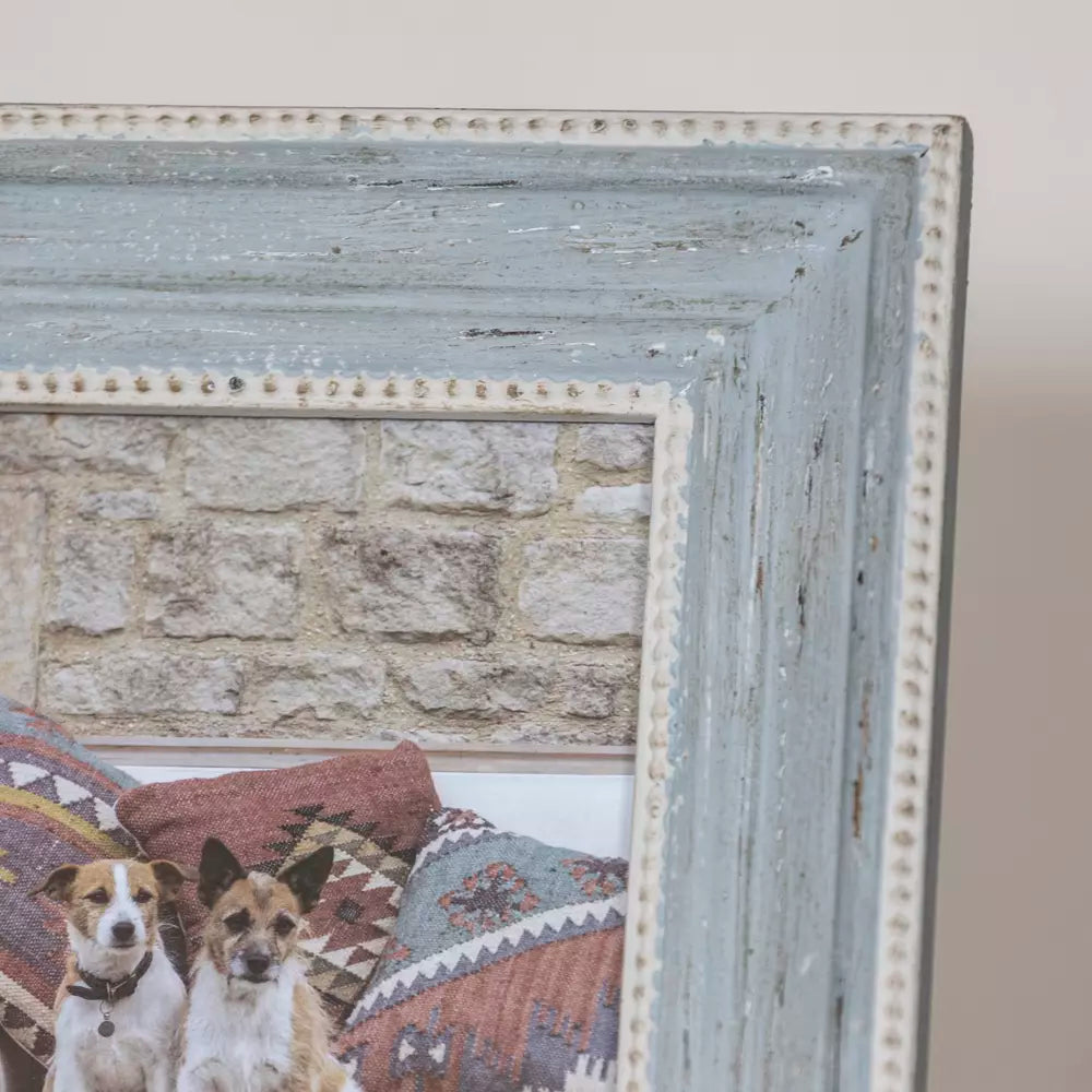 Wooden Beaded Photo Frame - Soft Grey - 7x5"