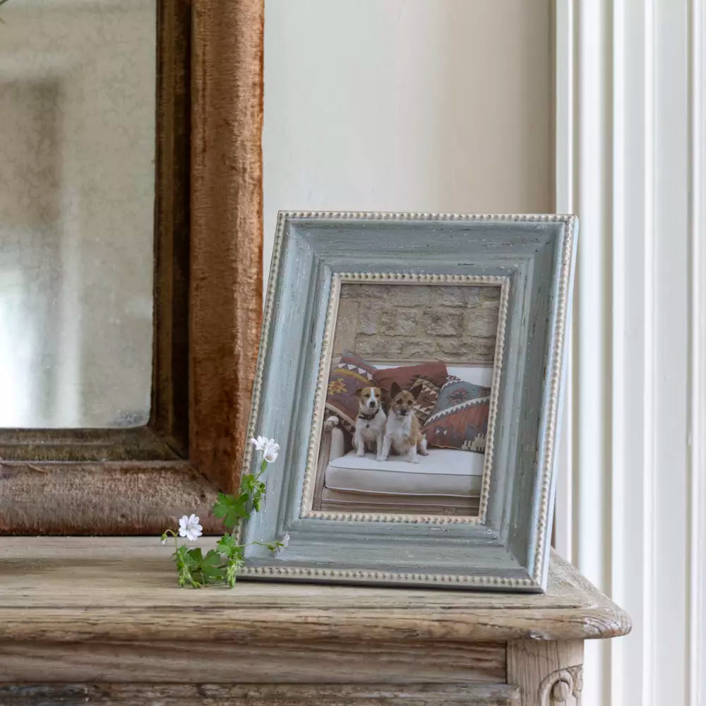 Wooden Beaded Photo Frame - Soft Grey - 7x5"