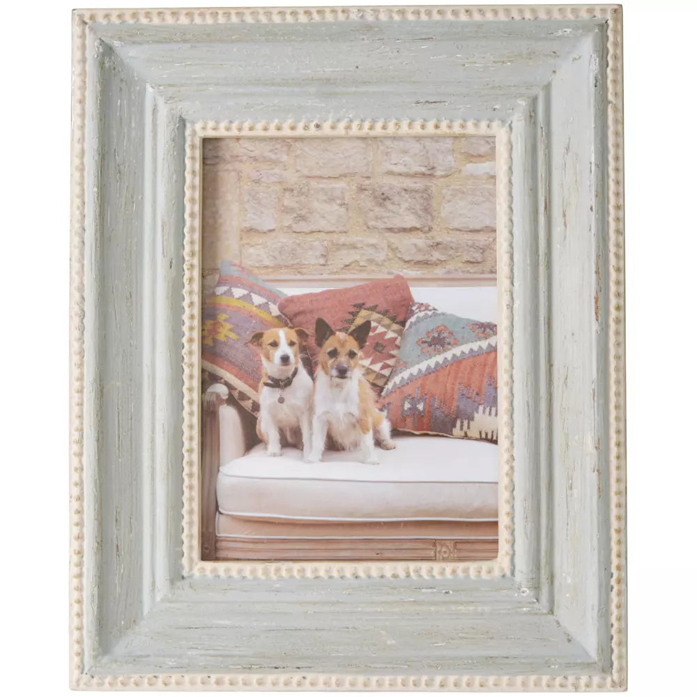 Wooden Beaded Photo Frame - Soft Grey - 7x5"
