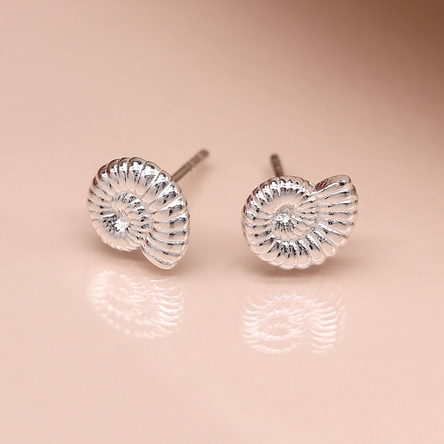 1080 - Ammonite Pendant Earrings - Sterling Silver