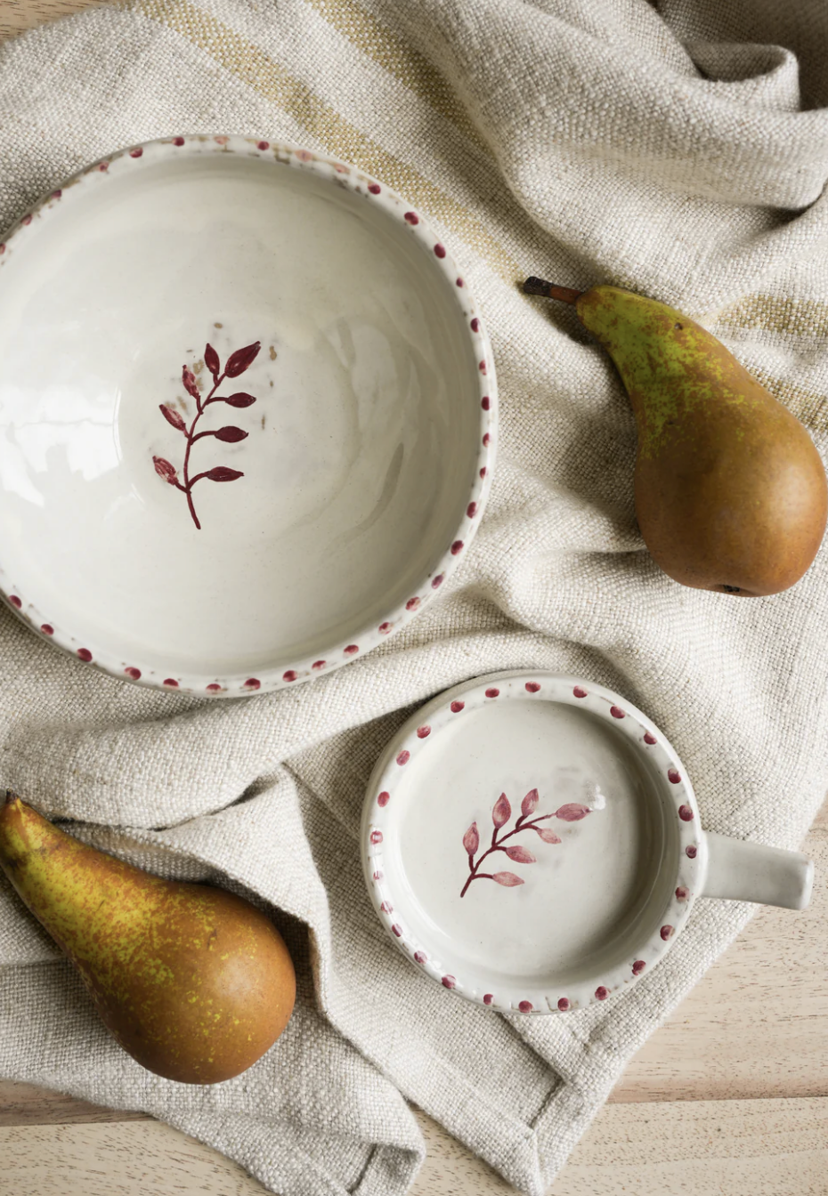 Hand Painted Botanic Snack Bowl - Brick