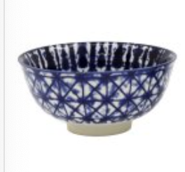 Blue Patterned Stoneware Bowl - Large
