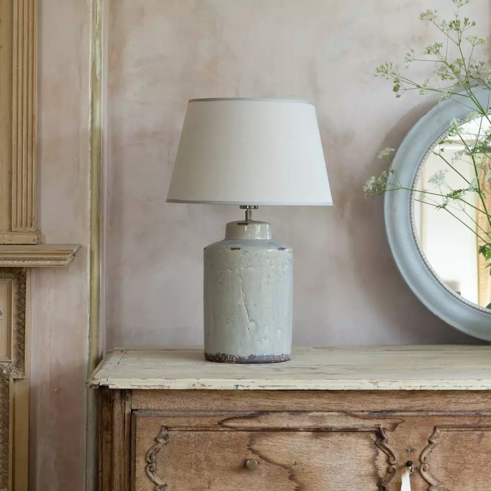 Tilos, Rustic Ceramic Lamp with Cream Shade