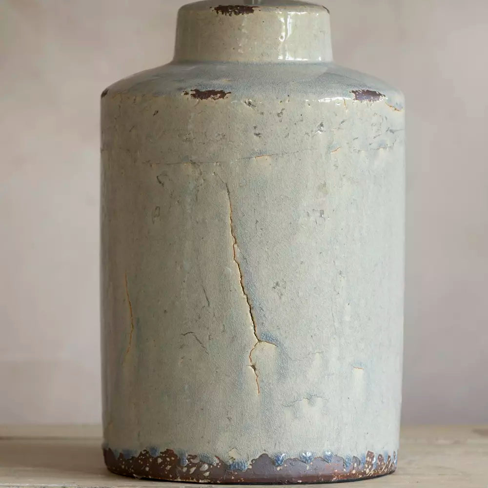 Tilos, Rustic Ceramic Lamp with Cream Shade