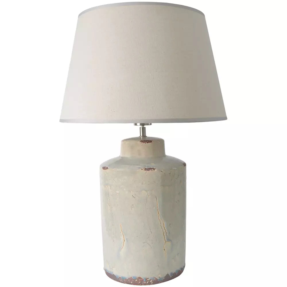 Tilos, Rustic Ceramic Lamp with Cream Shade