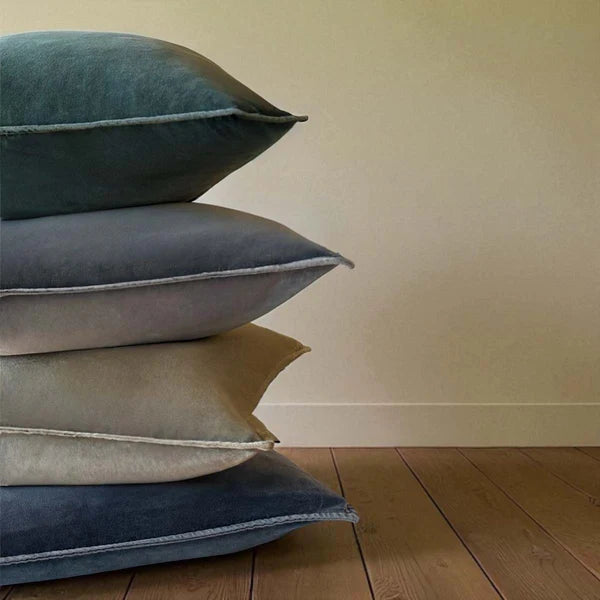 Olive Green, Stonewashed Velvet Cushion