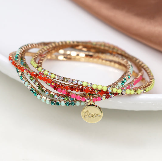 4244 - Colourful Crystal Mix Bracelet Stack