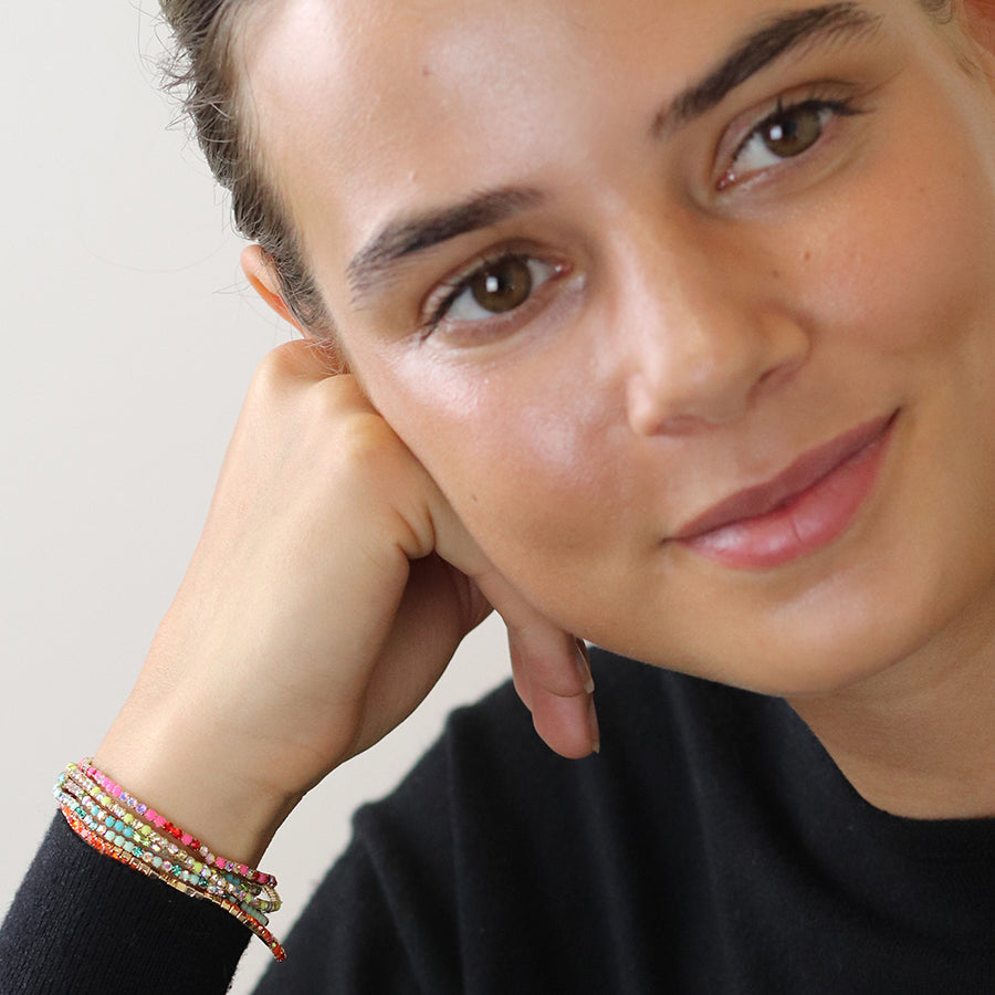 4244 - Colourful Crystal Mix Bracelet Stack