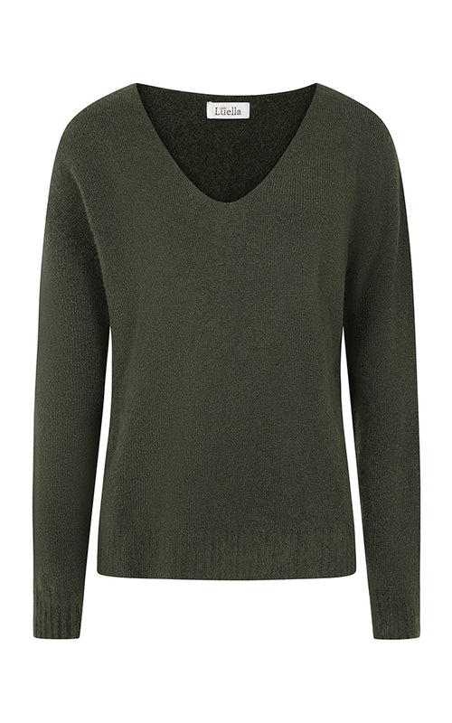 Scarlet V-Neck Alpaca Jumper - Khaki