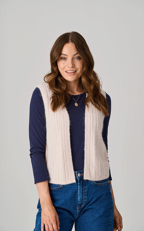 Whatley Alpaca Knit Waistcoat - Pale Pink