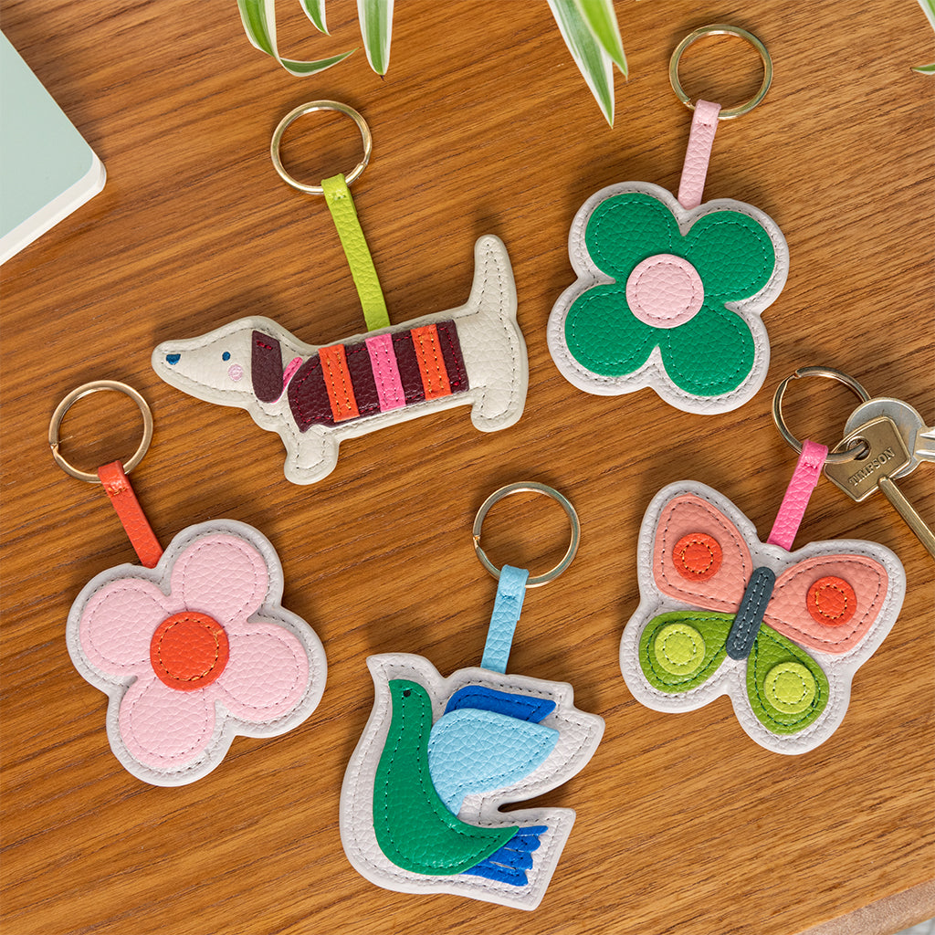 Faux Leather Keyring - Bird