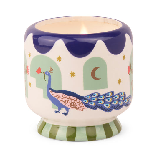A Dopo! Peacock Ceramic Candle - Misted Lime