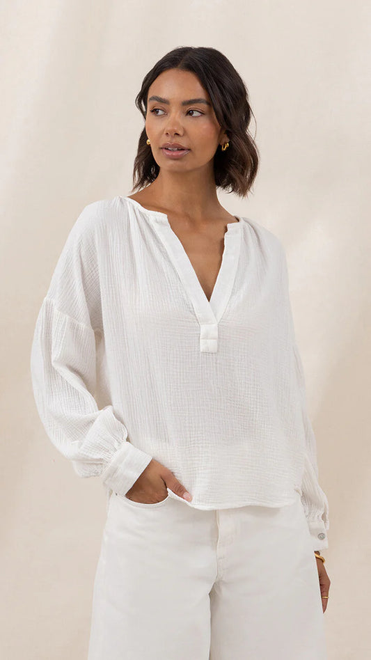 Peach Cotton Shirt - Off White
