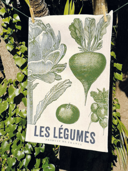 Vintage Linen Tea Towel - Les Legumes