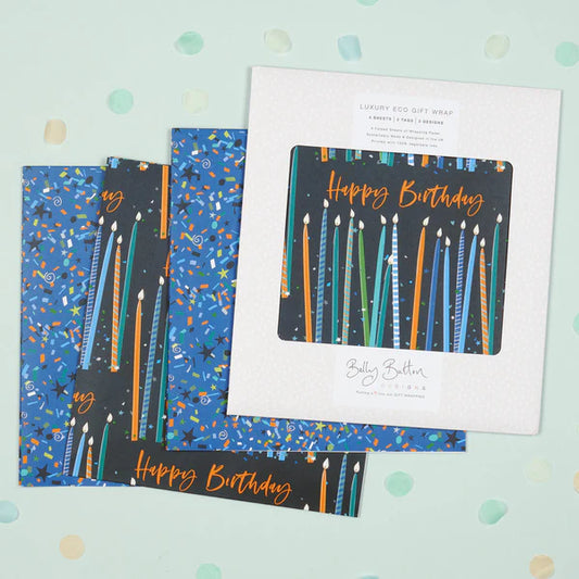 Candles & Confetti Blue Eco Flatwrap Pack